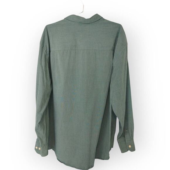 Izod Shirt Mens 2XL Green Button Collar Front Business Work Casual Preppy - Picture 2 of 10